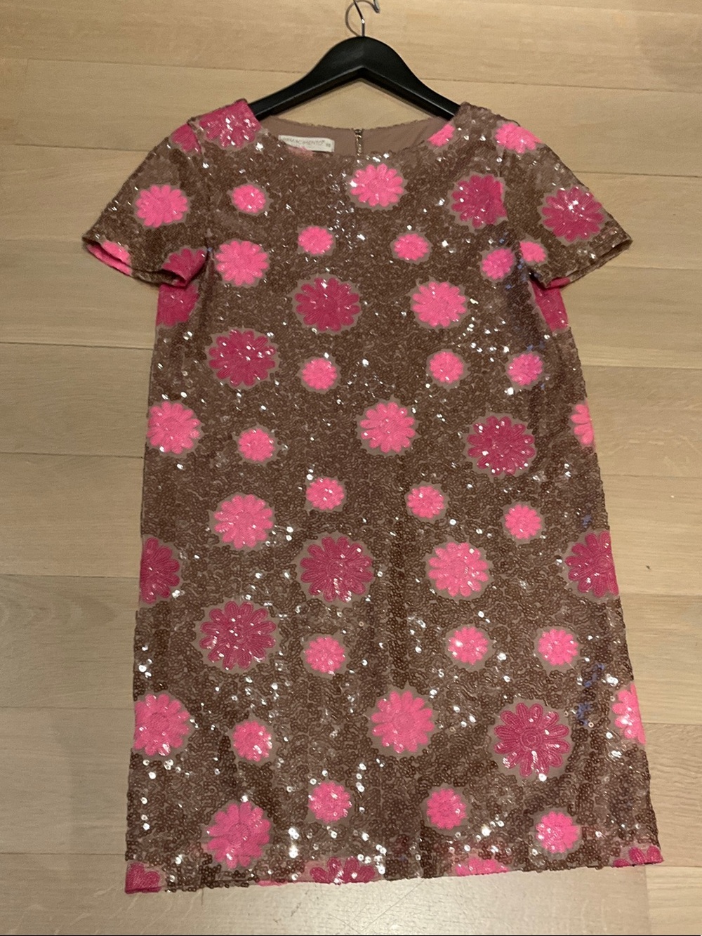 Woman’s Pink Floral Sequin Shift Dress